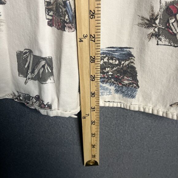 Woolrich Button Up Shirt Mens Large White Camping All Over Print AOP Outdoors - Picture 8 of 9